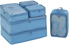 Packing Cubes 6 Set-TZbonjourney-Travel Luggage Packing Organizers with Shoe Bag(Seablue)