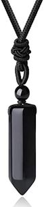 XIANNVXI Healing Crystal Necklace for Men Women Obsidian Pendant Necklae Natural Stone Adjustable Rope Hexagonal Point Gemstone Jewelry Valentines Day Gift for Him
