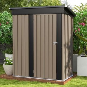 Patiowell 5x3 FT Outdoor Storage Shed, Garden Tool Storage Shed with Sloping Roof and Lockable Door, Outdoor Shed for Backyard Garden Patio Lawn