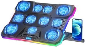 ChillCore Laptop Cooling Pad, RGB Lights Laptop Cooler 11 Fans for 15.6-19.3 Inch Laptops, Gaming Laptop Fan Cooling Pad with 8 Height Stands, 2 USB Ports - A21 Blue