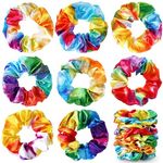 Toulite 24 Pieces Tie Dye Hair Scrunchies Bulk Colorful Tie Dye Hair Accessories Tie Dye Hair Scrunchies Ponytail Holder Rainbow Elastic Hair Bands for Women Girls Tie Dye Party Favors