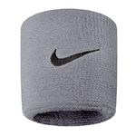 Nike Cotton, Nylon, Rubber, Spandex Swoosh Wristbands (Grey Heather/Black, OSFM)