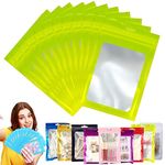 Green Foil Ziplock Bags Small Smell Proof Bag Mylar Bags Holographic Packaging Bags,100pcs 10x15cm Resealable Storage Pouches Grip Seal Bags Clear Plastic Bags for Food Storage,Jewelry,Electronics