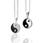 Yin Yang Pendant Necklace, Personalised, Solid 925 Sterling Silver, Free Engraving Service - KIMNKIM L10-1,2