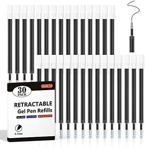 Retractable Gel Pen Refills, Shuttle Art 30 Pack Black Rollerball Gel Ink Pens Refills, Bulk Set, 0.7mm Fine Point for Writing Journaling Taking Notes School Office Home