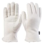 isotoner womens Stretch Fleece Gloves With Microluxe Lining and Smart Touch Technology, Ivory - Smartdri, One Size