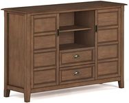 SIMPLIHOME Burlington SOLID WOOD 54 Inch Wide Transitional TV Media Stand in Rustic Natural Aged Brown for TVs up to 60 Inch, For the Living Room and Entertainment Center