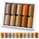 Rustark 10Pcs 1000 Yards Brown Color Tones Polyester Sewing Threads Kit All Purpose Spools of Thread Embroidery Machine Thread Hand Sewing Thread Assortment for Sewing and Embroidery