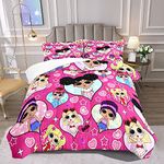 FEOFKJD Twin Comforter Set for Girls Bedroom Decor Black Girl Comforter Set African American Twin Bedding Sets for Girls Cute Little Girl Bedding Set 2 Piece Pink Twin Quilt Set with 1 Pillowcase