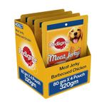 Pedigree Meat Jerky Adult Dog Treat, Roasted Lamb, 4 Packs (4 x 80g)