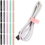 INOVERA (LABEL) 20 Pieces Cable Straps for Wires - Reusable Wire Organizer - Adjustable Cord Management Tie for USB, PC, Office (Multicolor)