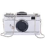 QZUnique Camera Shoulder Bag Snapshot PU Leather Crossbody Bag Vintage Novelty Cute Handbag Purse, A-silver, One Size