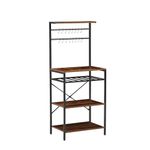 Panana Kitchen Storage Rack, Coffee Bar, Baker’s Rack, Total 5 Shelves and 16 Hooks, for Microwave, Steel Frame, Industrial, ‎40 x 59 x 143 cm, Rustic Brown/Black