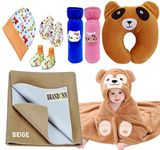 First Kick New Born Baby Gift Set Combo Pack for Baby Boys and Baby Girls Pack of 8 Pcs Camel Monkeys