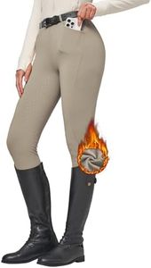 Willit Women's Fleece Riding Breeches Winter Horse Riding Pants Tights Equestrian Thermal Schooling Tights Khaki XL