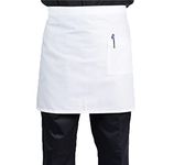 MFAZ Morefaz Ltd Thick Waist Apron Adjustable & 100% Cotton 240g/m3 Anti-dirt Waist Short Black White with Pocket for Home Kitchen Restaurant Work, Waitress, Chef, Waiter, Cooking, Baking