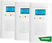 Combination Gas and Carbon Monoxide Detector Plug-in | CO Alarm & Natural Gas Combustible Detector | Digital Display, Battery Backup, Easy Install | for Home Kitchen Safety Monitoring 3-Pack