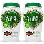 Achva Sesame Tahini Paste - Roasted & Pure Stone Ground Ethiopian Sesame Seeds - Rich Creamy Taste for Hummus & Tahini Sauce - Kosher, Vegan, Gluten Free, Peanut Free & Non-GMO (2 Jars of 500g)