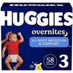 Huggies Overnites Nighttime Baby Diapers, Size 3, Giga, 58 Ct