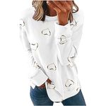 Long Sleeve Sweatshirts Women Trendy Girls 2024 Casual Crewneck Cute Pullover Stripe Print Blouses Fall Relaxed Fit White