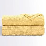 Darling 100% Pure Cotton Cellular Blanket Super Soft and Cozy Throws Blanket for Couch, Sofa, Chair, Bed, Machine Washable, Comfortable Home Decor (Lemon, 285 x 230 CM Super King)