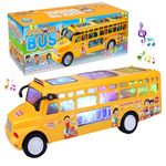 FunBlast School Bus Toy for Kids, 360 Degree Rotating Wheels Omni Directional Toy Bus with Flashing Light and Sound for Kids, Musical Vehicles Toys for 3+ Years Kids Children (Multicolor)