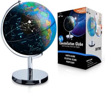 3-in-1 Illuminated World Globe - Nightlight and Constellation Globe for Kids with World Map Interactive App and Illustrated Constellation Map