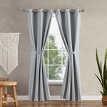 Jessica Simpson – Faye Textured Ultimate Blackout Curtains | Set of 2 Panels and 2 Tiebacks | Privacy Drapes | Premium Grommet Header | 38" x 96" | Light Grey