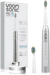 Voom Sonic Pro 5 Series Rechargeable Electronic Toothbrush, Dentist Recommended, Advanced Oral Care, 2 Minute Timer with Quadrant Pacing, 5 Adjustable Speeds, Soft Dupont Nylon Bristles, Silver