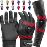 Exxact Sports Youth Batting Gloves with Arm Sleeve for Boys & Girls, Kids Baseball Batting Gloves for Softball, T-Ball (Youth S/M, Black)