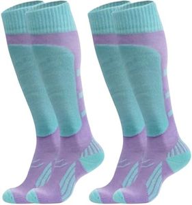 gyprprer Merino Wool Ski Socks for Men & Women,Thermal Winter Warm Thick Knee High Snow Socks for Skiing, Hiking, Cycling & Winter Sports BlueS
