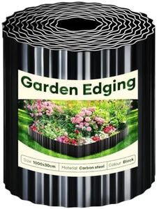 OGL Garden Edging Landscape Edge 10mx30cm DIY Lawn Border for Flower Plant Grass Path Fence Flexible Corrugated UV Resistant Carbon Steel Roll Kit,Black