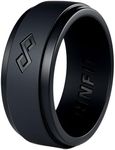 Rinfit Silicone Rings for Men - Mens Silicone Wedding Band - Infinity Silicone Ring Men - Rubber Wedding Rings - Patented Design - Black, Size 12