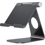 OMOTON Adjustable Tablet Stand Compatible with iPad, Tablets (Up to 12.9 inch) and All Cell Phones, Stable Sticky Base (Black)