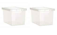 Now & Zen Pack of 2 Plastic Multipurpose Files & Documents Storage Container Rectangular Box with Lid & Integrated Handles - (17.5 x 12 x 11) Inches, Clear