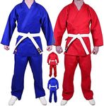 MAR | Red Karate Gi with FREE belt, Stylish Traditional Student Uniform, Martial Arts Uniform, Kids Karate Suit | Men & Women; Kids & Adult Sizes | 8oz Fabric Suit + FREE Karate Belt (4/170)