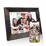 BYYBUO 7 Inch WiFi Digital Photo Frame, 16G Walnut brown, 1024 x 600IPS Touchscreen Wifi Digital Picture Frame, Share Photos or Videos via the Frameo App Prime