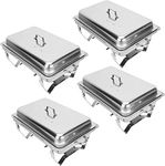 CREWORKS Chafing Dishes Food Warmers with Pans Chafing Fuel Chafing Dish Set 9L Rectangular Stainless Steel Buffet Warmer 4 Packs for Buffets Caterings Parties Buffet Server Warming Tray (4Packs)