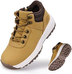 Eggseed Boys Hiking Shoes Anti-Slip Water Resistant Zipper Lace-Up Running Walking Sneaker,Yellow,2 US Little Kid