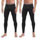 INNERSY Mens Thermal Leggings Black Base Layer Bottoms Long Johns Winter Pyjamas Pants 2 Packs (M, Black)