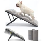 Veehoo Dog Ramp for Small to Large Dog, Foldable Pet Ramp for High Bed Couch, 5 Adjustable Height from 30cm to 50cm, Doggy Steps Cat Stairs with Non-Slip Pad and Metal Frame, Up to 130lbs