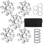 Snowflake Multitool, 5 Pieces 18-in-1 Stainless Steel Snowflake Standard Multitool, Snowflake Tool with Key Ring, Carabiner Clip and Gift Bag (Silver)