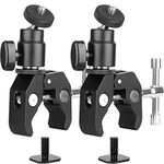 2Pack ChromLives Camera Clamp Mount Ball Head Monitor Clamp - Super Clamp and Mini Ball Head Hot Shoe Mount with 1/4"-20 Tripod Screw for LCD/DV Monitor, LED Lights, Flash Light,Microphone and More