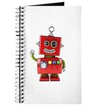 CafePress Red Toy Robot Waving Hello Journal Spiral Bound Journal Notebook, Personal Diary, Planner