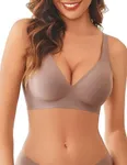 Avidlove Push Up Wireless Bras Full Coverage Seamless Comfort Colors Tshirt Bras for Women No Underwire with Padded Brown S