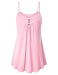 Viracy Designer Tops for Women, Juniors Tunic Tank Plus Size Camisole Swing Pleated Texture Slender Cami Shirt Spaghetti Strap Simple Wear with Capris Madewell Blusas Affordable Clothes Pink 2XL