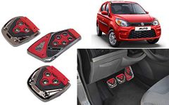 Selifaur - 3 Pcs Red Non-Slip Manual Car Pedals kit Pad Covers Set for Alto 800 2019