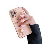 MVYNO Pretty iPhone 14 Cover with Comfortable Hearts Holders | Pretty Beautiful Trendy Case (Silicone, iPhone 14, Pink Hearts Holder)