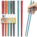 5 Pairs Reusable Chopsticks Dishwasher Safe,9.5 Inch Fiberglass Chopsticks Set, Japanese Chinese Korean Chopsticks for Food, Non-Slip, Easy to Use (Black Chopsticks) (C)