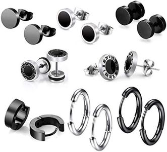 Hongyantech 8 Paia di Orecchini in Acciaio Inossidabile da Uomo, Orecchini in Acciaio Inox da 8 mm Orecchini Pendenti Piercing per Orecchini